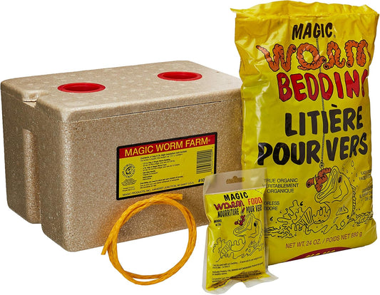 Magic Bait 1000 Worm Farm with Bedding and Food Storage Box, Yellow