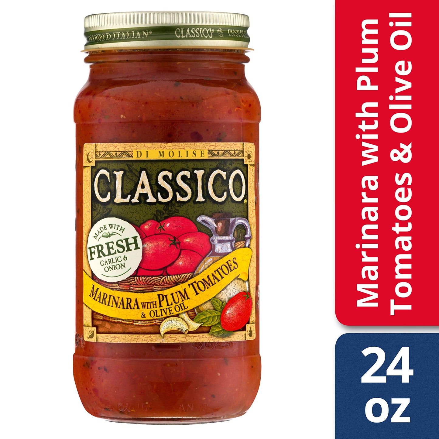 Classico Marinara with Plum Tomatoes & Olive Oil Pasta Sauce (24 oz Jar) (Pack of 3)