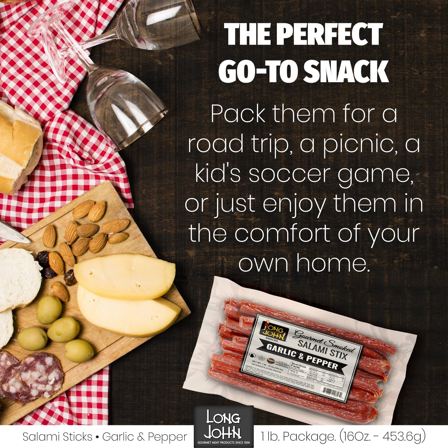 Long John Snacks Italian Style Dried Salami Stix – Premium Italian Blend Hand Crafted Pork & Beef Cuts – Gluten-Free, Bold Flavor & Low Heat – Smoked & Italian-Style Dried to Perfection - 16oz.