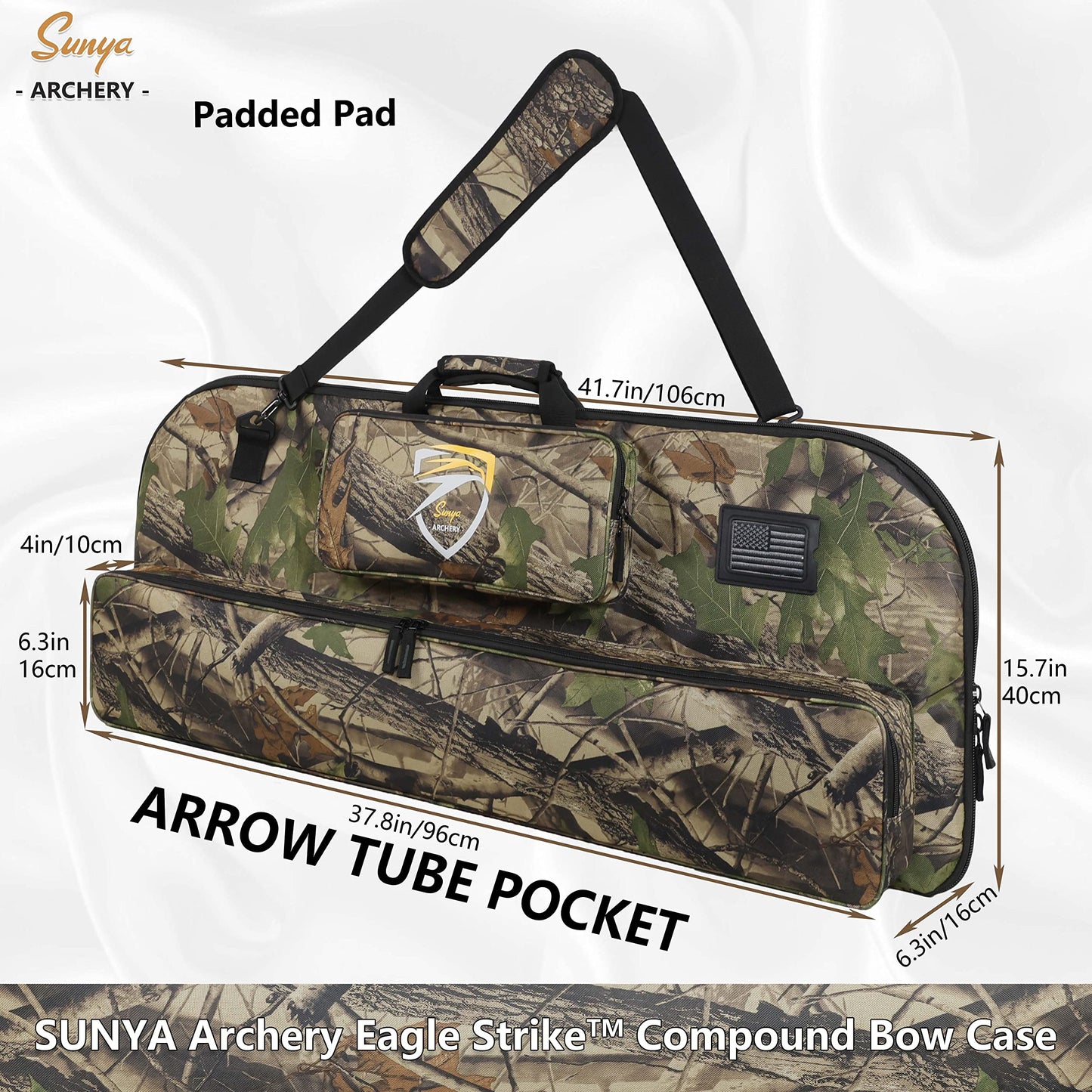 SUNYA Compound Bow Case with Molle System - Neoprene Bow String Protection & Padded Shoulder Sling - Soft Carrying Case for Archery Accessories, Equipment