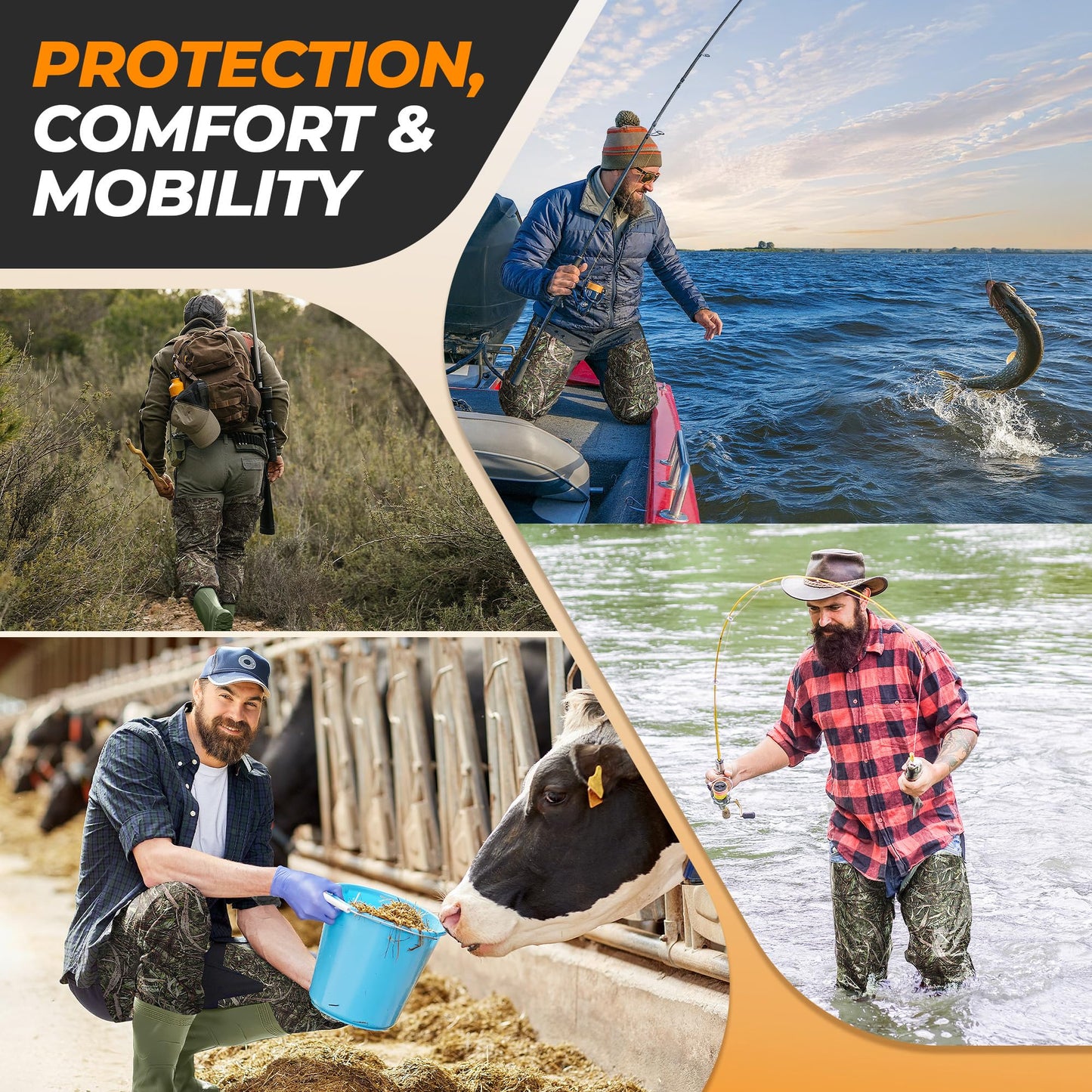 Foxelli Hip Waders – Waterproof Camo Hip Waders for Men & Women with Boots, Lightweight Wading Hip Boots for Fishing & Hunting