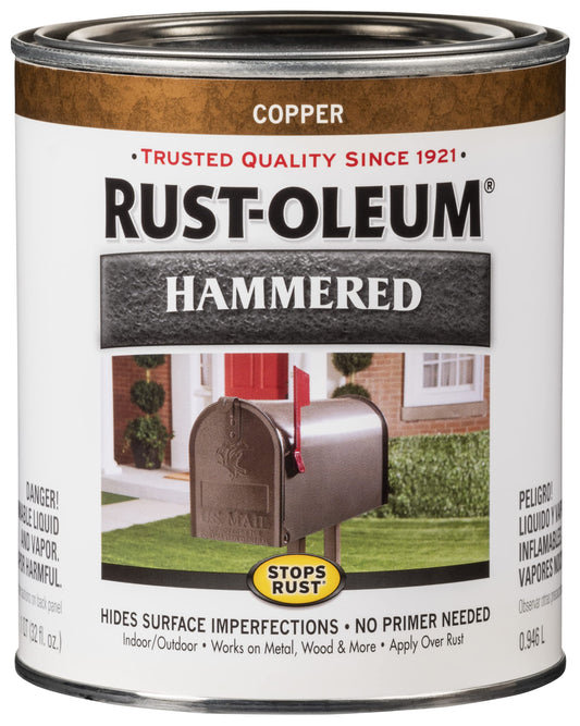 Rust-Oleum 7215502 Stops Rust Hammered Finish Brush Paint, Quart, Black