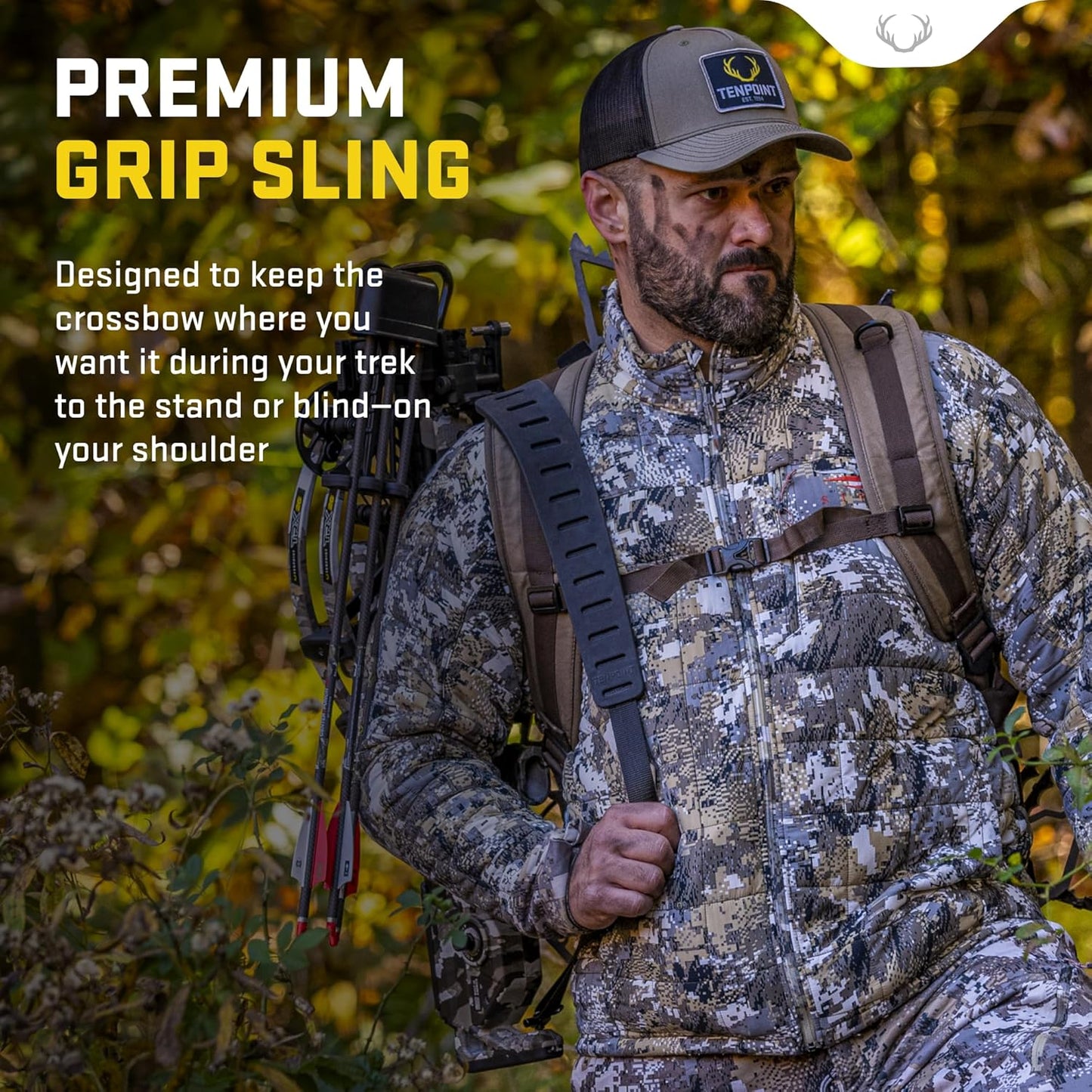 TenPoint Premium Grip Crossbow Sling - Adjustable, Non-Slip Nylon Strap with Shoulder Pad