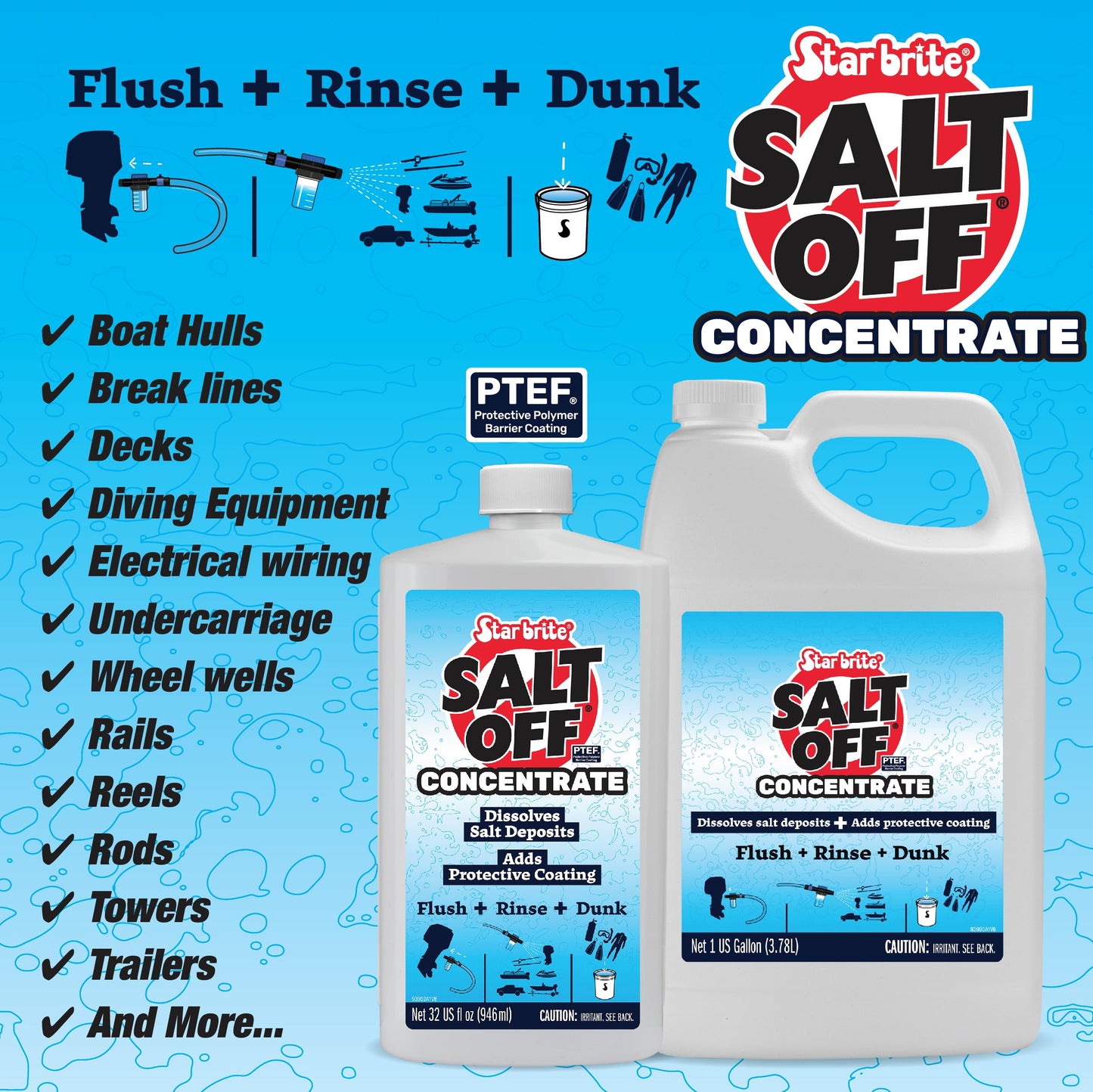 STAR BRITE Salt Off Concentrate - 1 Gallon - Ultimate Salt Remover Wash & Marine Engine Flush for Boats, Vehicles, Trailers, and More (093900N)