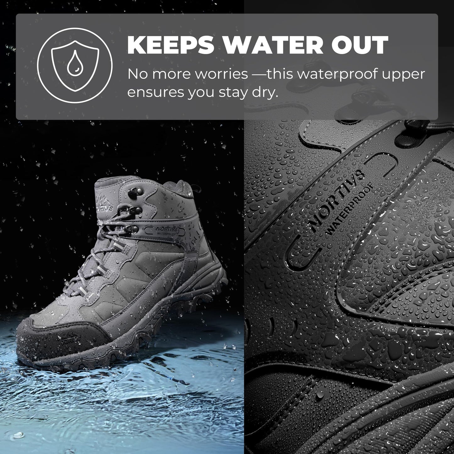 NORTIV 8 Waterproof Steel Toe Boots for Men Slip Resistant Safety Industrial Boots