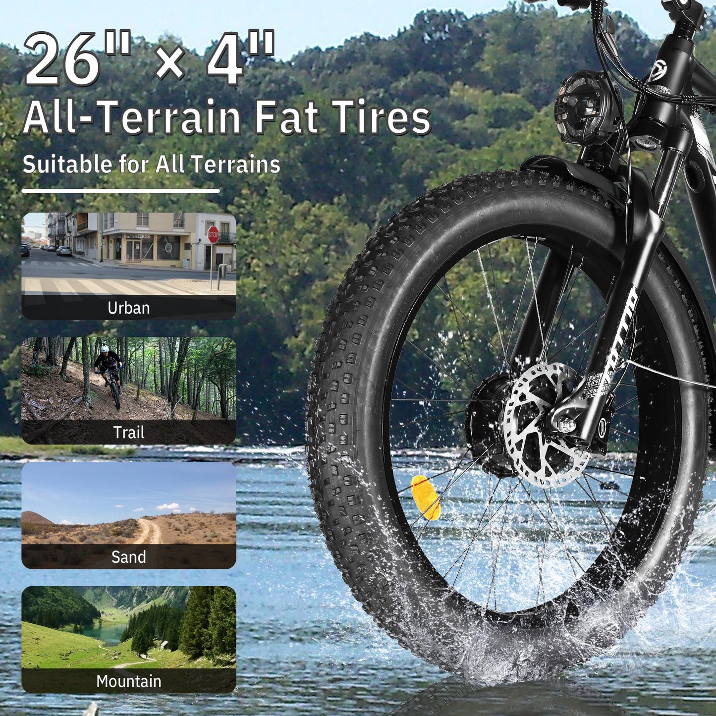 Peak 5000W-Electric-Bike for Adults-Men, Dual-Motor-Ebike 40-46MPH-Hunting-Ebike, 52V 30AH Long Range Dirtbike, 26" Fat-Tire-Electric-Bicycle, Full Suspension Mountain Bike for Off-Road Snow Sand