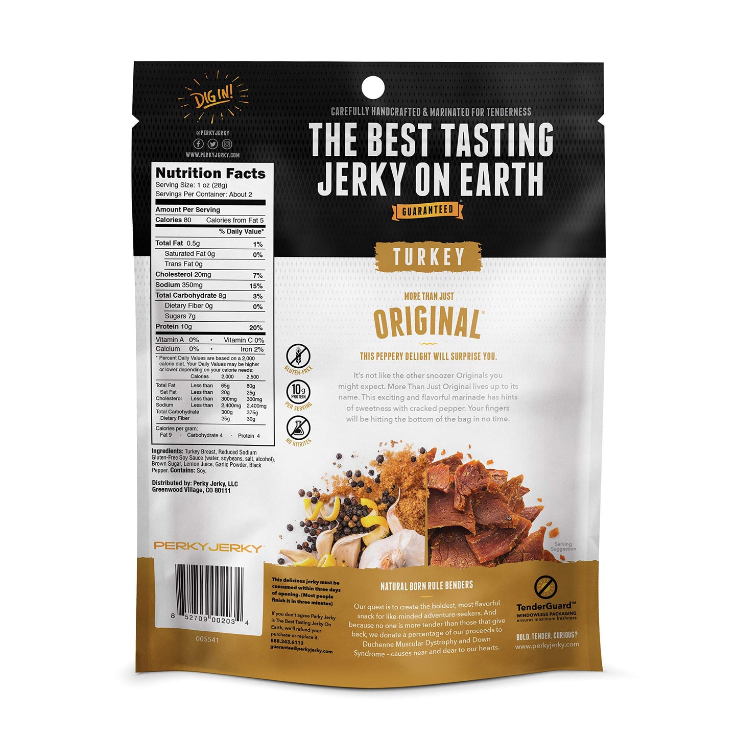 Perky Jerky Turkey Jerky Variety, 2.2 oz (Pack of 5) - Low Sodium - 7-10g Protein per Serving - Low Fat - 100% U.S. Sourced - Non-GMO