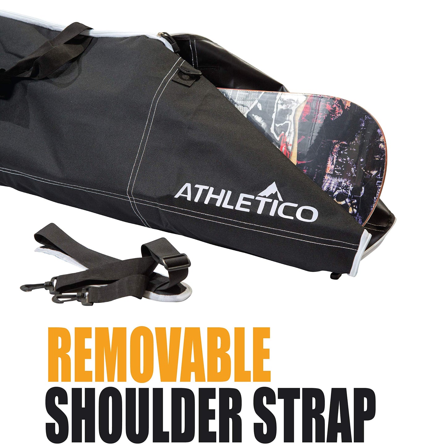 Athletico Two-Piece Snowboard and Boot Bag Combo | Store & Transport Snowboard Up to 165 CM and Boots Up To Size 13 | Includes 1 Snowboard Bag & 1 Boot Bag (Black)
