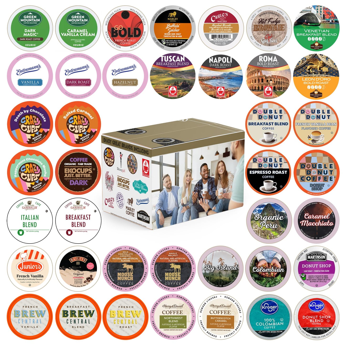 Flavored Decaf Coffee Pods Variety Pack Compatible with Keurig K Cups Brewers, 40 Count, Assorted Decaffeinated Flavored Coffee Sampler(Pack of 1)