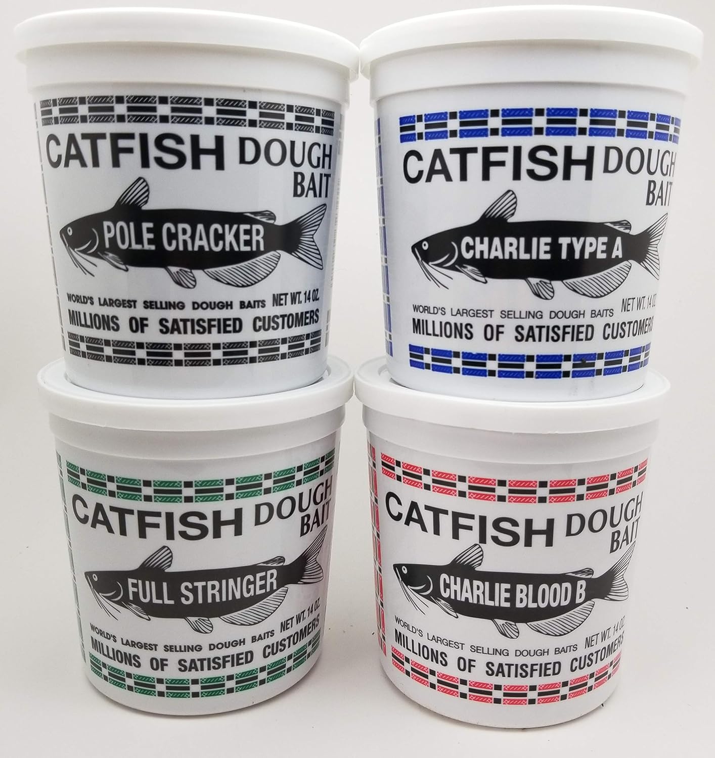 Catfish Charlie Dough Bait Variety Pack, 4 x 14oz Tubs