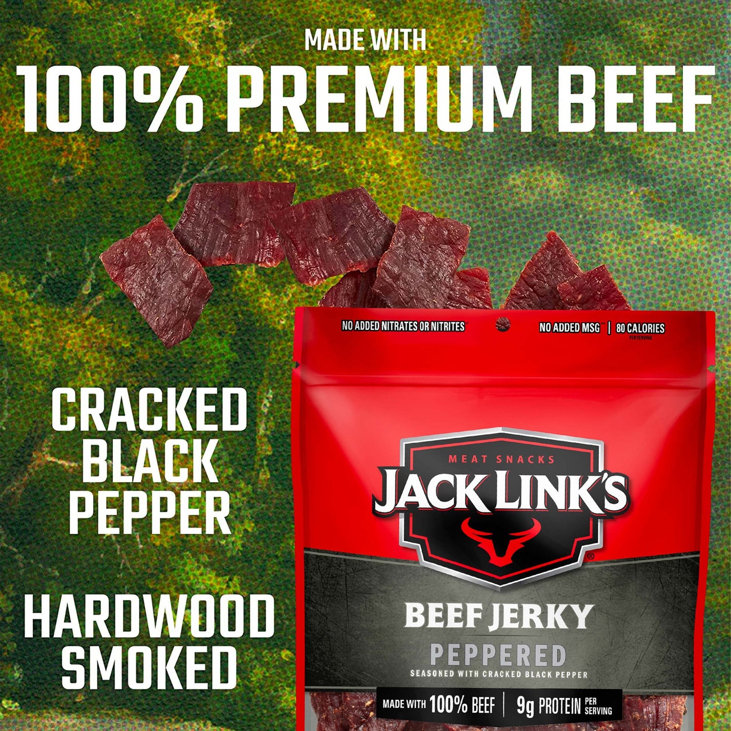 Jack Link's Beef Jerky, Original, Large Jerky Bags - Great Gifts for Dad, Flavorful Meat Snacks, Ready to Eat Protein Snacks with 10g of Protein per Serving, Made with 100% Beef - 9 Oz. (Pack of 2)