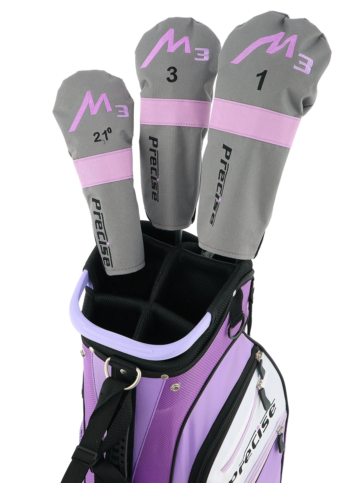 Precise M3 Complete Womens Golf Clubs Set, Includes Driver, Fairway, Hybrid, 7-PW Irons, Wedge, Putter, Stand Bag, 3 H/C's Purple, Golf Clubs Women Right Handed, Comes in 3 Sizes