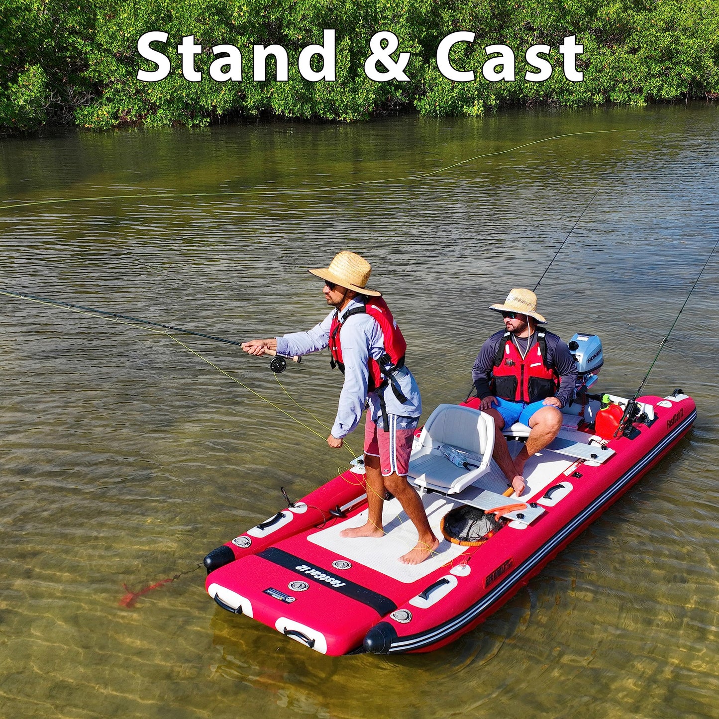Sea Eagle FastCat Catamaran 2-4 Person Inflatable Boat-Rigid, High-Pressure, All-Drop Stitch, Easy Setup, Self-Bailing