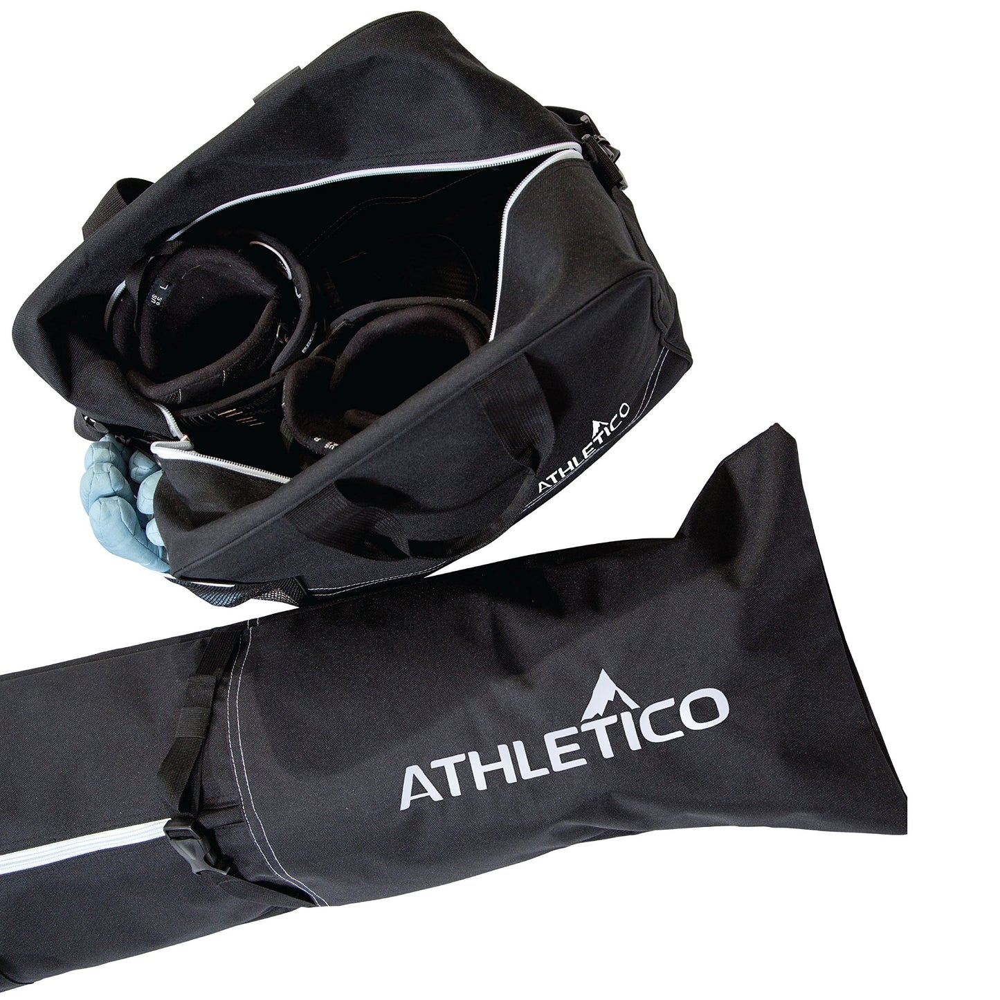 Athletico Padded Ski Bag Combo - Ski Bag & Separate Boot Bag - Store & Transport Skis Up to 200 CM and Boots Up To Size 13 - Padded to Protect All Your Ski Gear and Equipment for Travel (Black)