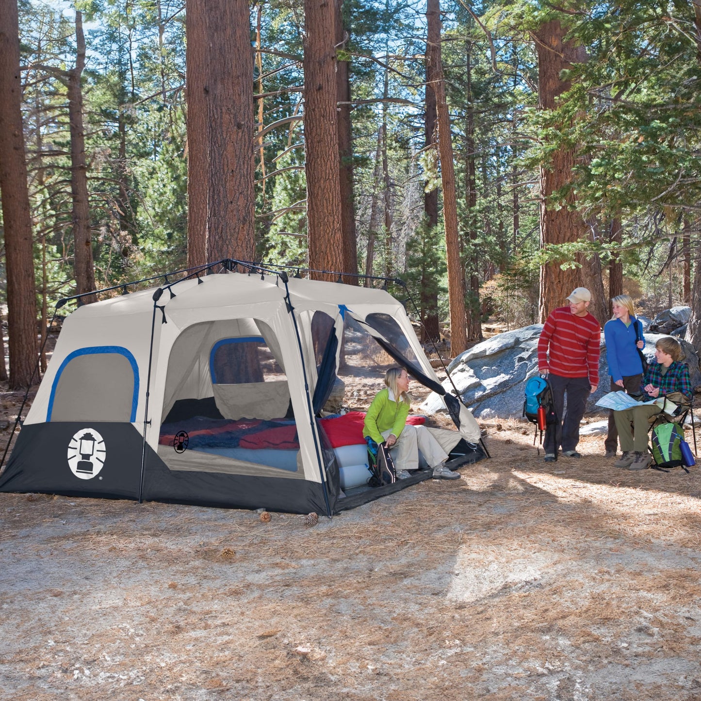 Coleman Instant Tent with 1-Minute Setup, 10-Person Tent with Pre-Attached Poles, Air Vent, & Carry Bag