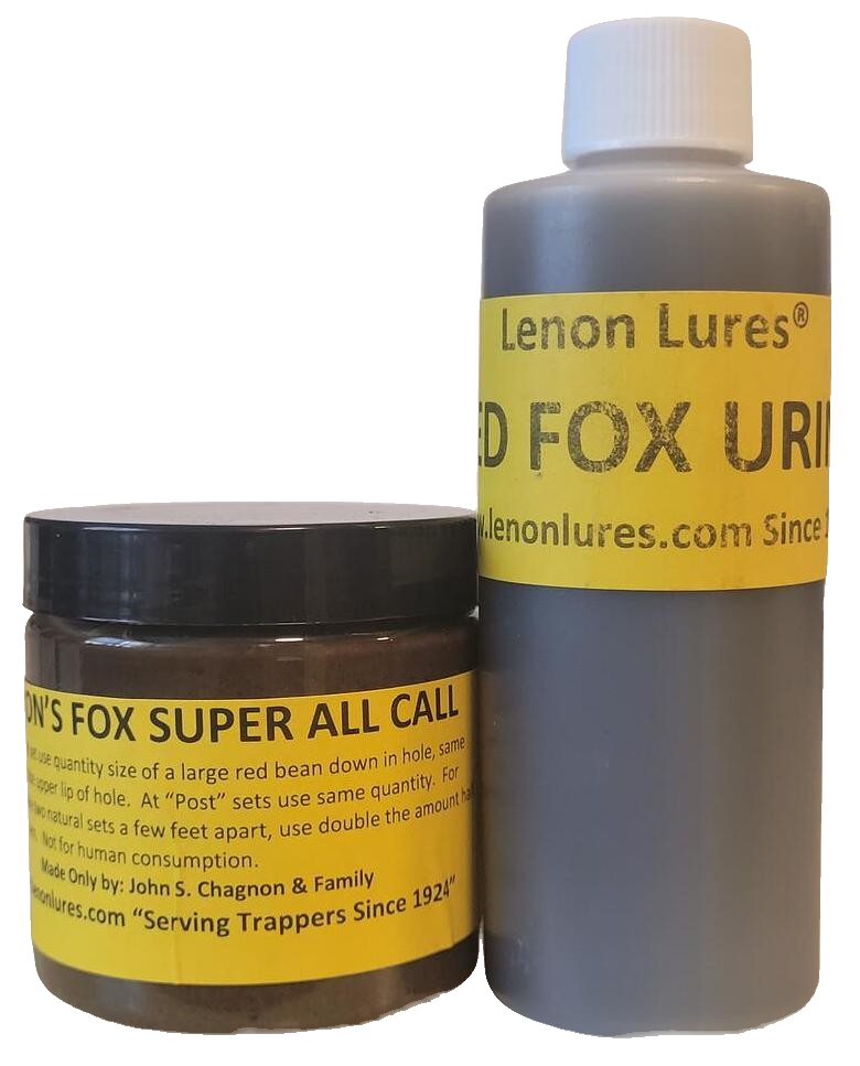 Lenon Lures Fox Trappers Special 4 oz Fox Super All Call Lure & 4 oz Red Fox Urine