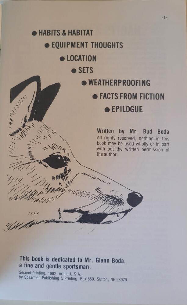 Fox Trappers Shop Manual Book by Bud Boda 64 Pages of Red & Grey Fox Trapping Information