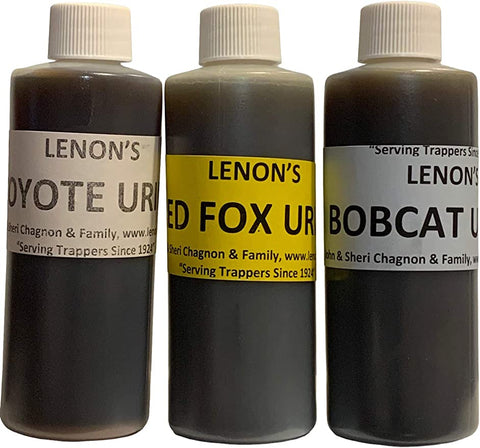 Lenon's Trappers Special 3 Bottles of our best Animal Urines - Red Fox, Coyote & Bobcat